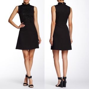 🍁In Style Mock Neck Floral Bodice Appliqué Dress